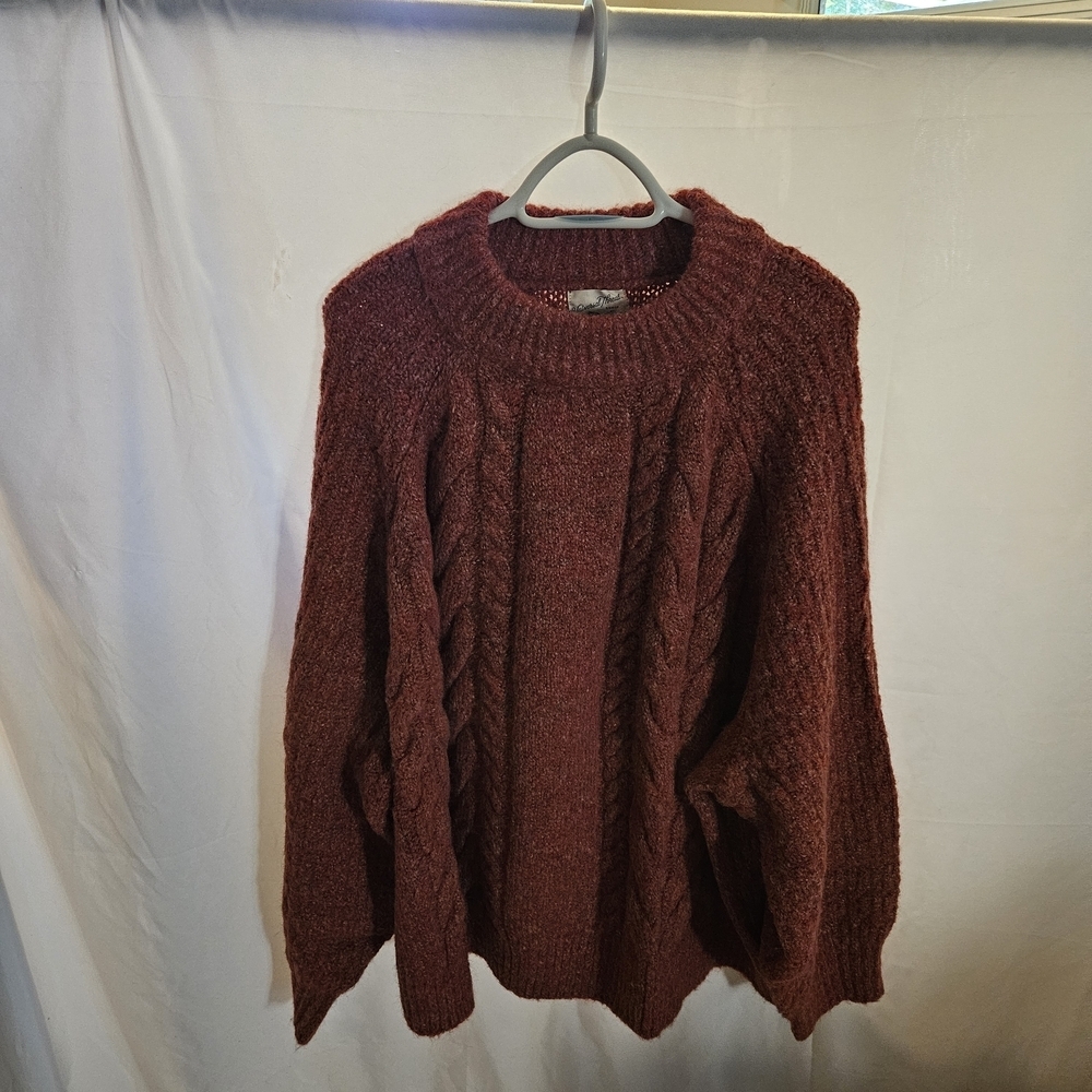 Cozy Maroon Cable Knit Sweater